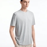 Manfinity Basics Camiseta De Punto Con Manga Corta Para Hombres De Color Solido Con Cuello Redondo