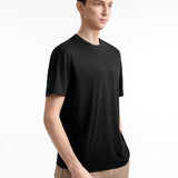 Manfinity Basics Camiseta De Punto Con Manga Corta Para Hombres De Color Solido Con Cuello Redondo