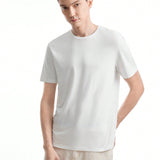 Manfinity Basics Camiseta De Punto Con Manga Corta Para Hombres De Color Solido Con Cuello Redondo