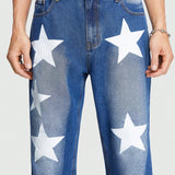 ROMWE Avant Jeans Rectos Para Hombre Con Patron De Estrellas