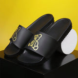 Chancletas de talla grande para hombres con expresion de oso, chanclas de playa negras EVA para tallas 48-49