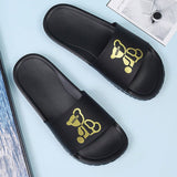 Chancletas de talla grande para hombres con expresion de oso, chanclas de playa negras EVA para tallas 48-49