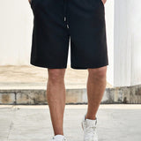 Manfinity Homme Shorts Con Bolsillo Y Letras Impresas Para Hombre De Talla Plus