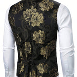 Manfinity AFTRDRK Chaleco De Traje Para Hombre Sin Mangas Con Jacquard Floral Y Cierre De Boton Solapa Simple