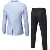 Manfinity Mode Americana Ajustada De Bloque De Color Para Hombre Con Solapa Muesca, Traje De Chaqueta