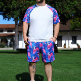 Manfinity RSRT Conjunto De Camiseta Y Pantalones Cortos De Talla Grande Para Hombre Con Parche De Estampado Tropical De Pina