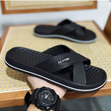 Pantuflas De Playa Casuales De Moda Negras De Verano Plus Size Para Hombres, Chanclas De Dedo Para El Hogar De Gran Tamano