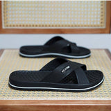 Pantuflas De Playa Casuales De Moda Negras De Verano Plus Size Para Hombres, Chanclas De Dedo Para El Hogar De Gran Tamano