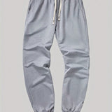 Pantalones Elasticos Informales De Otono/invierno Para Hombres, Nuevos Pantalones Solidos De Color Con Cintura Elastica Y Cordon