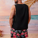 Manfinity RSRT Men's Plus Size Printed & Patchwork Tank Top With Heating Belt And Printed Shorts Casual 2pcs/Set