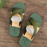 Sandalias Para Hombre Con Correa Cruzada, Parte Superior De Tela De Parche Verde, Sandalias Planas Para Exteriores Para Playa De Verano, Ocasiones Casuales