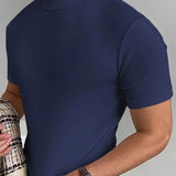 Camiseta Ajustada De Color Solido Con Cuello Alto Para Hombre