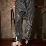 Manfinity AFTRDRK Pantalones Casuales Tejidos Para Hombres Con Cintura Con Cordon Y Punos Elasticos
