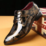 Zapatos De Vestir Formales Para Hombres De Talla Grande Con Brillante Impreso, Cordones Britanicos De Estilo Casual