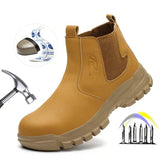 Botas De Trabajo Resistentes De Moda Impermeables De Microfibra Con Puntera De Acero, Zapatos De Seguridad Para Hombres De La Industria Pesada