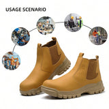 Botas De Trabajo Resistentes De Moda Impermeables De Microfibra Con Puntera De Acero, Zapatos De Seguridad Para Hombres De La Industria Pesada