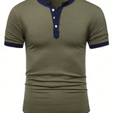 Manfinity Homme Camiseta De Cuello Redondo Con Bloques De Color Para Hombres