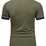 Manfinity Homme Camiseta De Cuello Redondo Con Bloques De Color Para Hombres