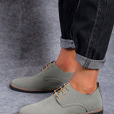 Zapatos De Pu Para Hombre, Estilo ,Transpirable, Punta Redonda, Con Cordones, Tacon Bajo, Corte Bajo, Ideal Para Uso Casual Diario En Cualquier Temporada