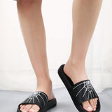 Zapatos De Verano Simples Y Casuales Para Hombre, Diseno De Telarana Impreso Para Interiores Y Exteriores En Color Negro, Material Eva