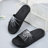Zapatos De Verano Simples Y Casuales Para Hombre, Diseno De Telarana Impreso Para Interiores Y Exteriores En Color Negro, Material Eva