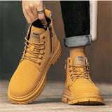 Zapatos De Senderismo De Elevador Para Hombre Con Resistencia Al Desgaste, Botas Casuales Amarillo De Alta Calidad