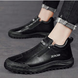 Botas De Tobillo Con Cremallera Para Hombres De Invierno 2023, Zapatos De Trabajo Calidos Y Gruesos A Prueba De Agua Para La Nieve Casual