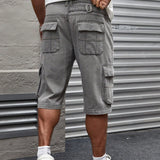 LEGND Shorts Jeans Cargo Con Diseno De Bigotes De Gato Para Hombre