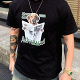 DAZY Camiseta De Manga Corta De Verano Con Estampado Animal Y De Letras Para Hombres