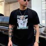 DAZY Camiseta De Manga Corta De Verano Con Estampado Animal Y De Letras Para Hombres