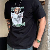 DAZY Camiseta De Manga Corta De Verano Con Estampado Animal Y De Letras Para Hombres