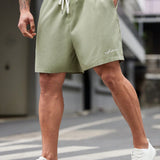 Manfinity Homme Shorts Rectos Con Estampado De Letras Tejidas De Talla Grande Para Hombre