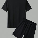 Conjunto De Camiseta Informal De Moda Con Estampado De Personalidad De Verano Para Hombre Y Pantalones Cortos Con Cordon En La Cintura
