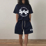 DAZY Conjunto De Camiseta Y Pantalones Cortos De Verano Con Estampado De Letra Para Hombres