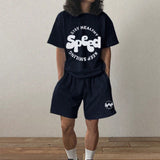 DAZY Conjunto De Camiseta Y Pantalones Cortos De Verano Con Estampado De Letra Para Hombres
