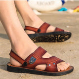 Sandalias Y Zapatillas De Playa De Doble Uso Antideslizantes Y Resistentes Al Desgaste De Moda De Verano, Hechas De Piel Sintetica Pu