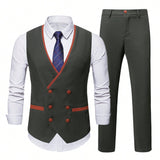 Manfinity Mode Conjunto De Chaleco Y Pantalones De Traje De Dos Botones Para Hombre