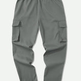 Manfinity Homme Pantalones Para Hombre Con Cintura Con Cordon Y Pierna Recta Con Bolsillo Con Solapa