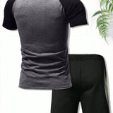 Conjunto Casual De 2 Piezas Para Hombre: Camiseta De Manga Corta Y Shorts Con Estampado Alegre De Caballo Corriendo Para Verano