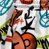 Manfinity EMRG Camiseta De Manga Corta Con Estampado De Graffiti Para Hombre Y Pantalones Cortos Con Cintura Fruncida