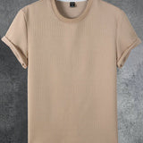 Manfinity Homme Camiseta Casual Con Cuello Redondo Y Textura De Color Liso Para Hombre