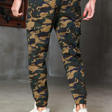 Manfinity LEGND Pantalones De Carga De Cintura Con Cordon Y Estampado De Camuflaje Para Hombres