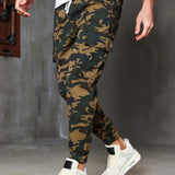 Manfinity LEGND Pantalones De Carga De Cintura Con Cordon Y Estampado De Camuflaje Para Hombres