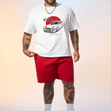 Manfinity Hypemode Conjunto De Camiseta Casual De Punto Grande Para Hombres Y Pantalones Cortos Tejidos
