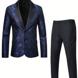 Manfinity AFTRDRK Blazer De Jacquard Para Hombres, Traje De Pantalon De Vestir De Color Solido