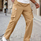 Manfinity Hypemode Hombres Pantalones cargo con diseno de parche con bolsillo con solapa de cintura con cordon