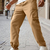 Manfinity Hypemode Hombres Pantalones cargo con diseno de parche con bolsillo con solapa de cintura con cordon