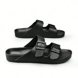 NEW Sandalias Planas Impermeables Para Hombre, Antideslizantes Y Transpirables, Con Detalle De Hebilla En Tamano Grande