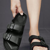 NEW Sandalias Planas Impermeables Para Hombre, Antideslizantes Y Transpirables, Con Detalle De Hebilla En Tamano Grande