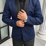 Manfinity Mode Traje De Blazer Texturizado De Suelto Contrastado Para Hombres Con Pantalones De Color Solido De Pierna Recta